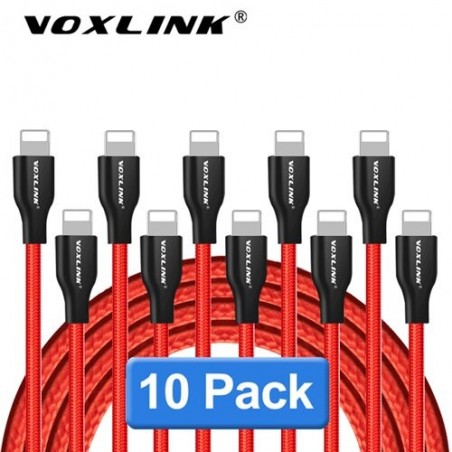 Voxlink Usb-kabel 5Pack Nylon Gevlochten Voor Iphone X Xs Xr Snelle Opladen Sync Data Usb Kabel Voor Iphone xs Max 8 8Plus 7 6 S