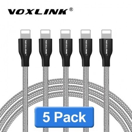 Voxlink Usb-kabel 5Pack Nylon Gevlochten Voor Iphone X Xs Xr Snelle Opladen Sync Data Usb Kabel Voor Iphone xs Max 8 8Plus 7 6 S