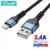 QGeeM MFi-gecertificeerde USB-kabel voor iPhone 12 Mini Pro Max XS X XR 11 8 7 6 Plus 2.4A Snel opladen Lightning-kabel USB-data